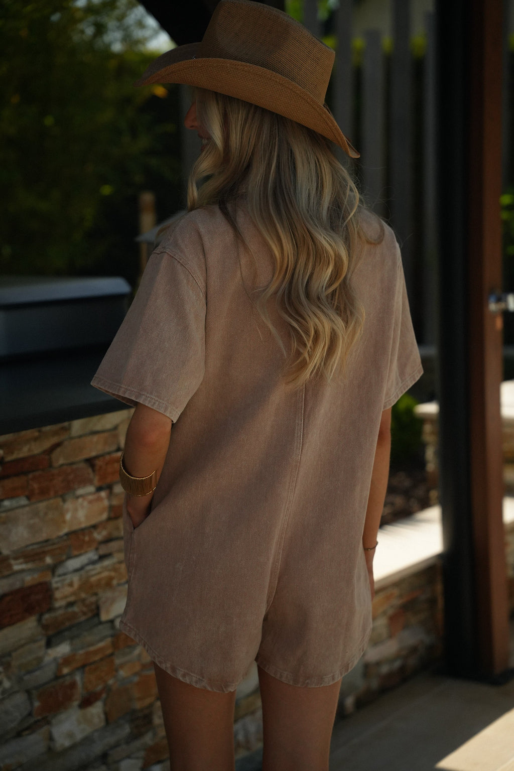 Combishort En Jean Justine - Camel