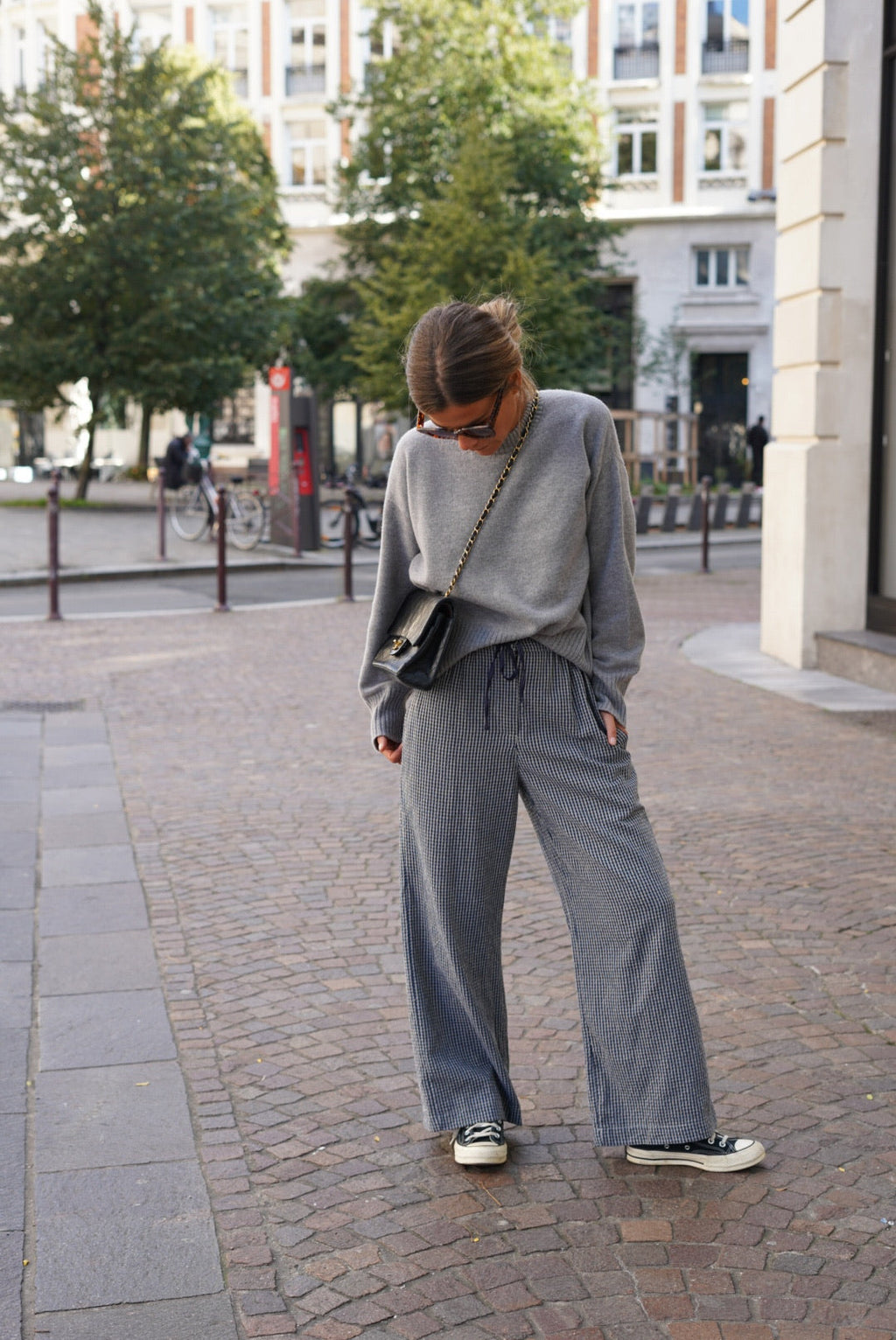 Nestor Gingham Trousers Blue