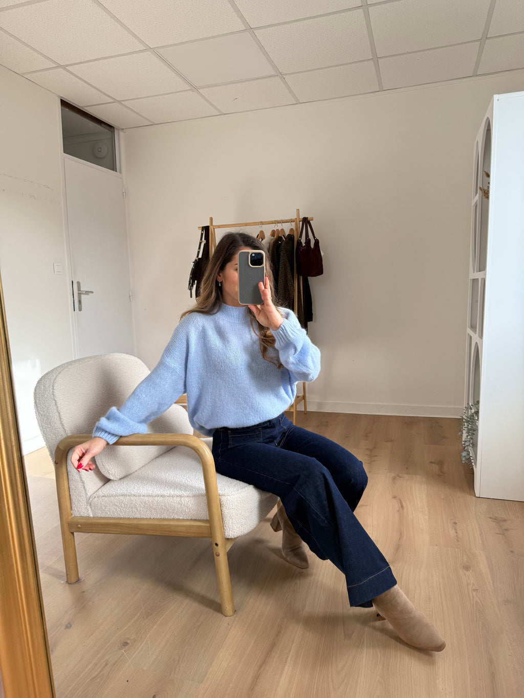 Hortense Crew-Neck Knitted Sweater Glacier Blue