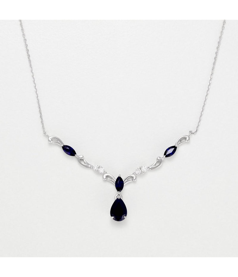 "Blue Swan" Necklace - D0.07/4 S1.35/4 - White Gold