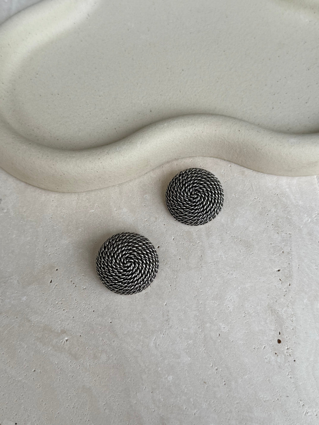 Vintage Poggi Earrings - Silver-Tone Rope