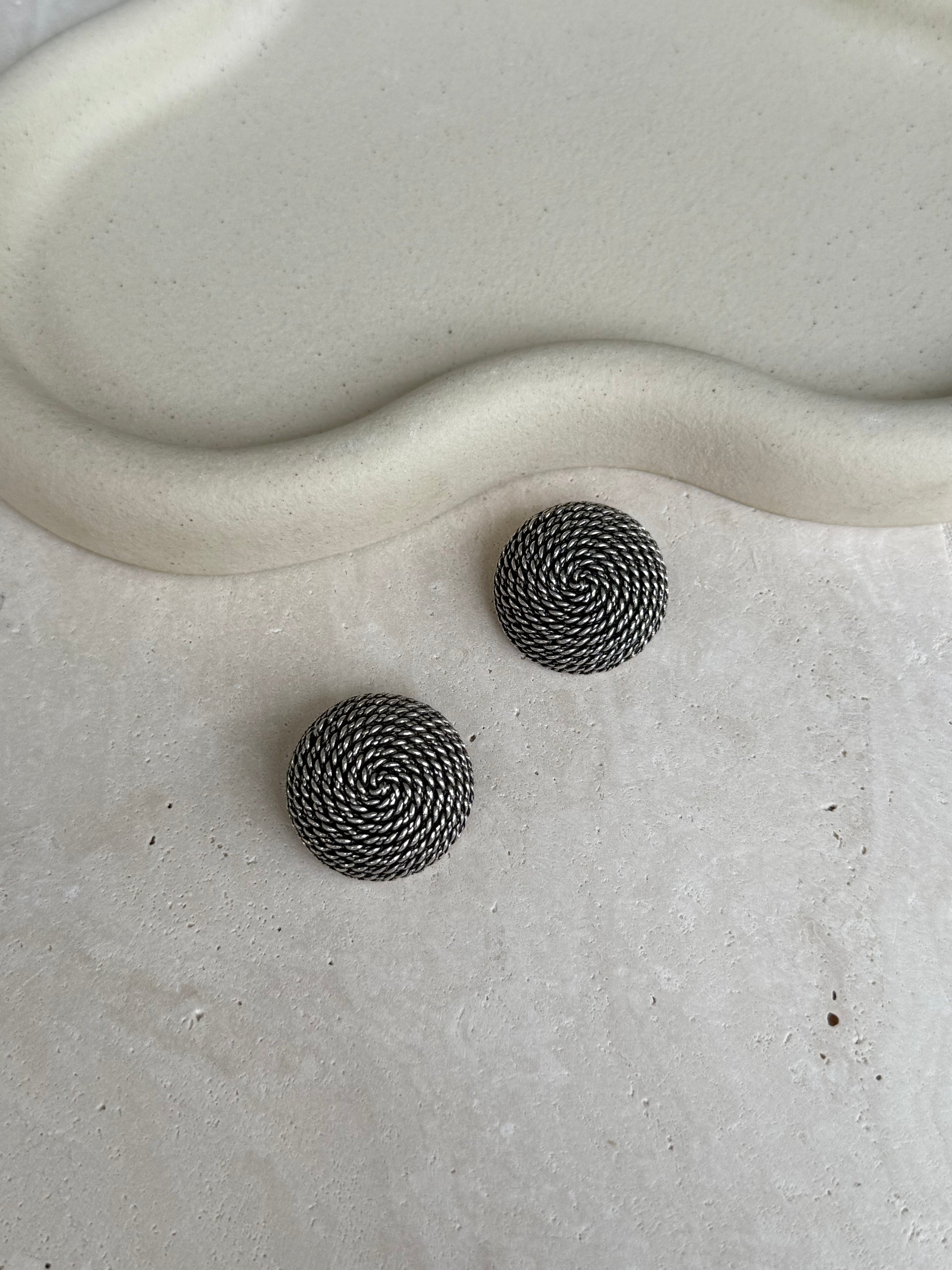 Vintage Poggi Earrings - Silver-Tone Rope