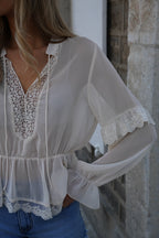 Blouse Brodée Sandy - Crème