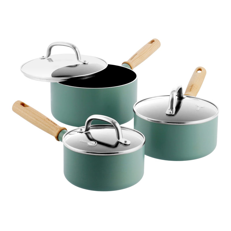 Greepan Mayflower Batterie De Cuisine 3Pcs Avec Couvercles - Turquoise