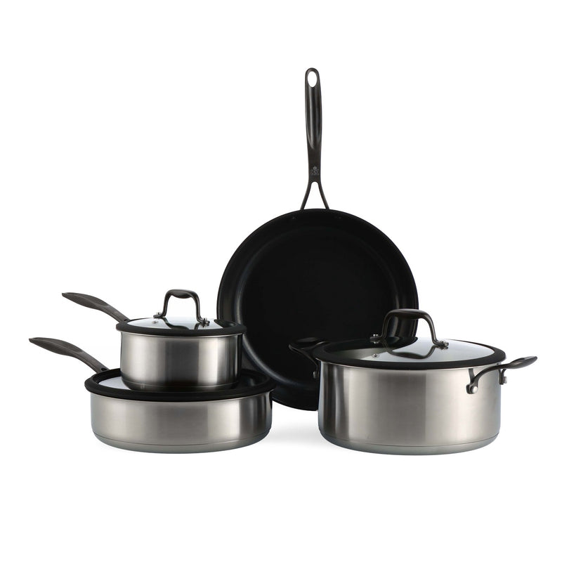 Bk Ceramique Black Batterie De Cuisine 4 Pcs Avec Couvercles Noir