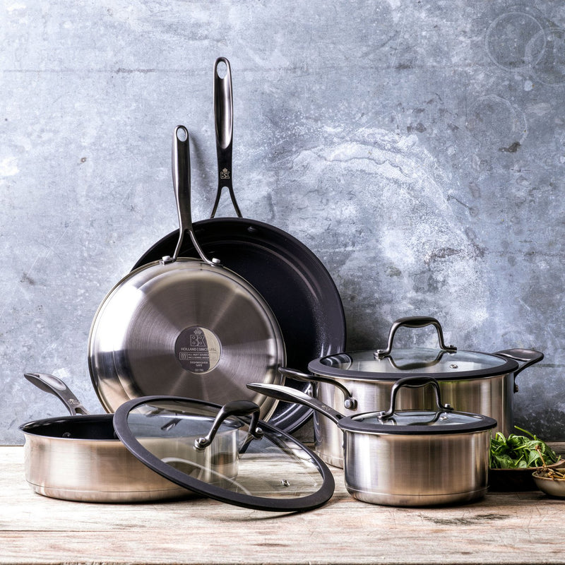 Bk Ceramique Black Batterie De Cuisine 4 Pcs Avec Couvercles Noir