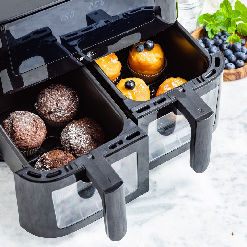 Greenpan Bistro Airfryer 2 Baskets 4+4L Ceramic Pfas Free Black