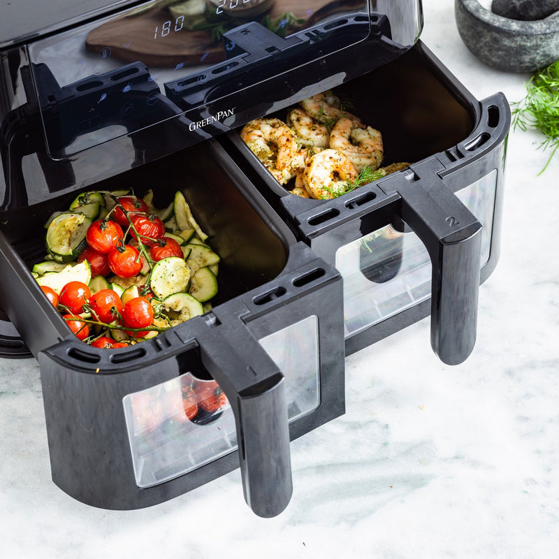Greenpan Bistro Airfryer 2 Baskets 4+4L Ceramic Pfas Free Black