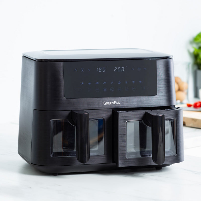 Greenpan Bistro Airfryer 2 Baskets 4+4L Ceramic Pfas Free Black