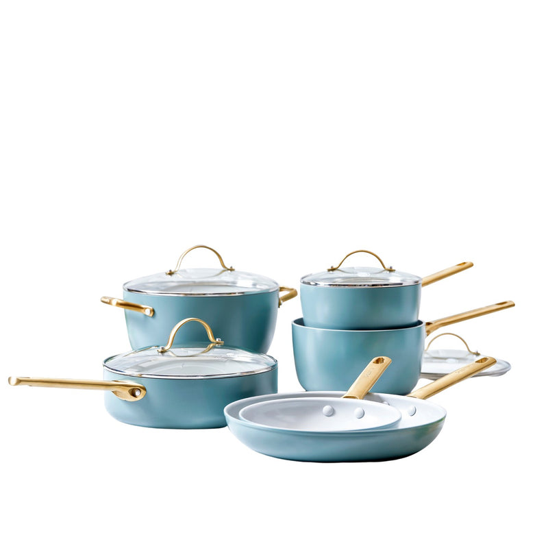 Greenpan Padova Batterie De Cuisine 6 Pcs Avec Couvercles Turquoise