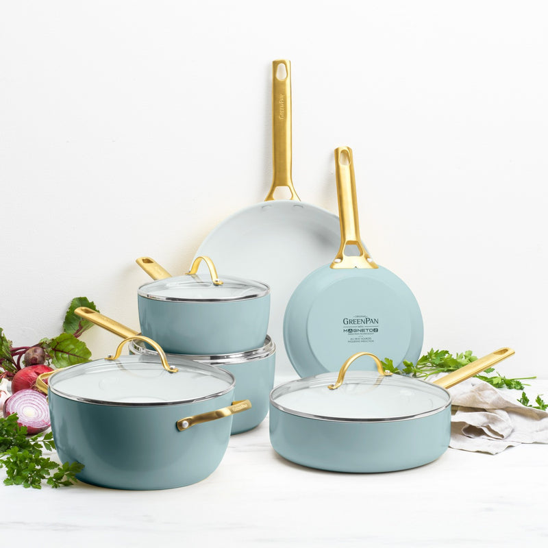 Greenpan Padova Batterie De Cuisine 6 Pcs Avec Couvercles Turquoise