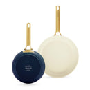 Greenpan Padova Lot De 2 Poêles 20+26Cm Bleu & Crème