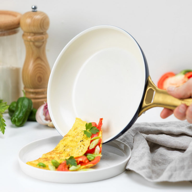 Greenpan Padova Lot De 2 Poêles 20+26Cm Bleu & Crème