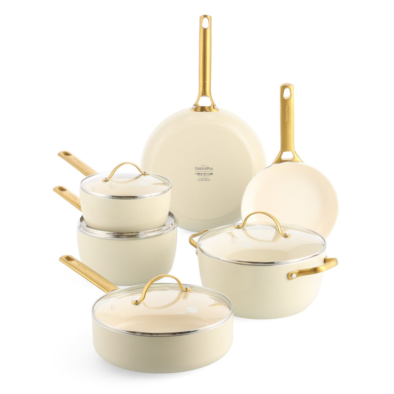 Greenpan Padova Batterie De Cuisine 6 Pcs Avec Couvercles Crème