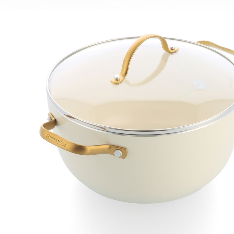 Greenpan Padova Batterie De Cuisine 6 Pcs Avec Couvercles Crème