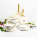 Greenpan Padova Batterie De Cuisine 6 Pcs Avec Couvercles Crème