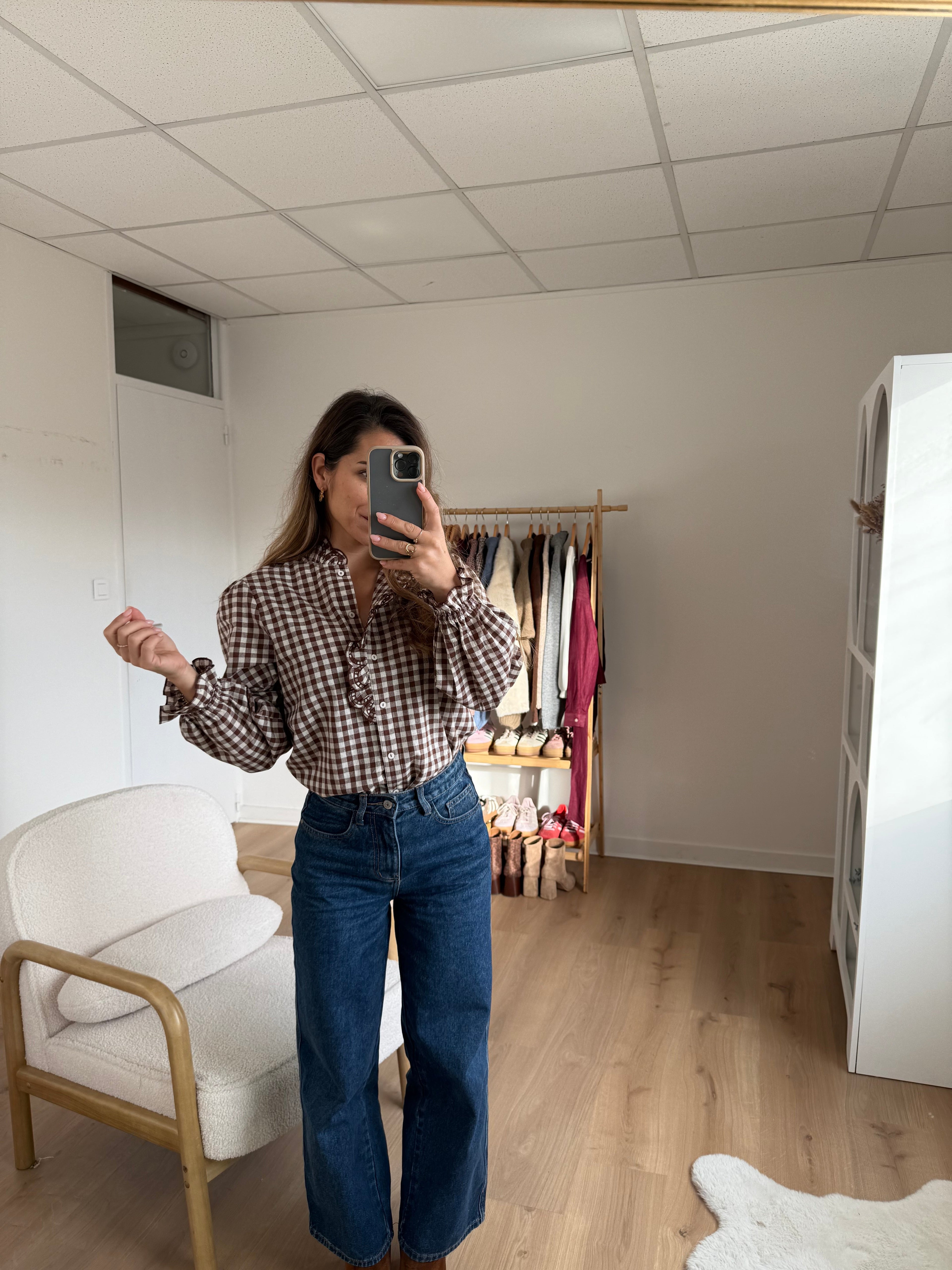 Léonor Brown Gingham Blouse