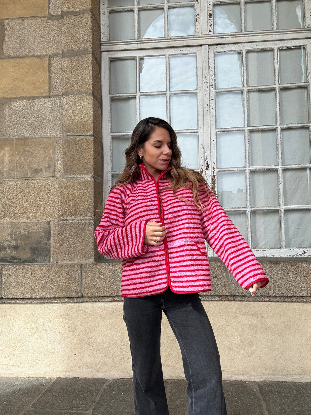 Veste polaire rayée Carmen