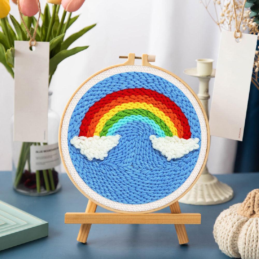 Punch Needle Arc En Ciel Et Nuages