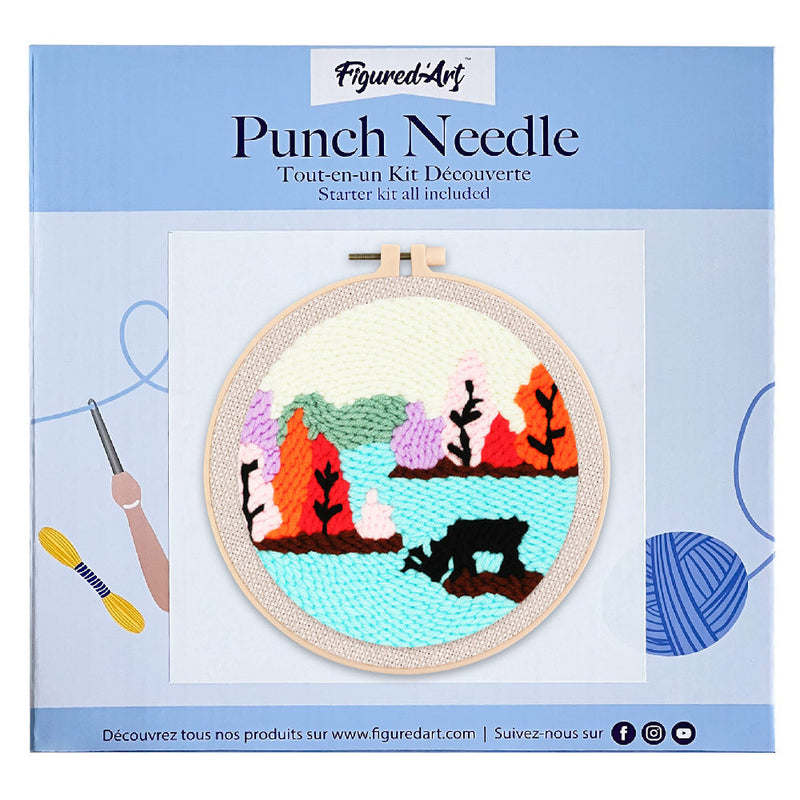 Punch Needle Renne Au Bord D'Un Lac
