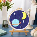 Punch Needle Lune Etoilée Et Saturne