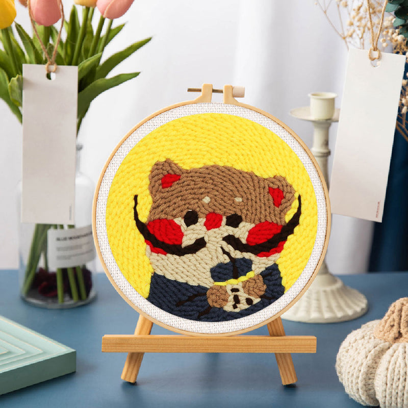 Punch Needle Chat Aux Grandes Moustaches