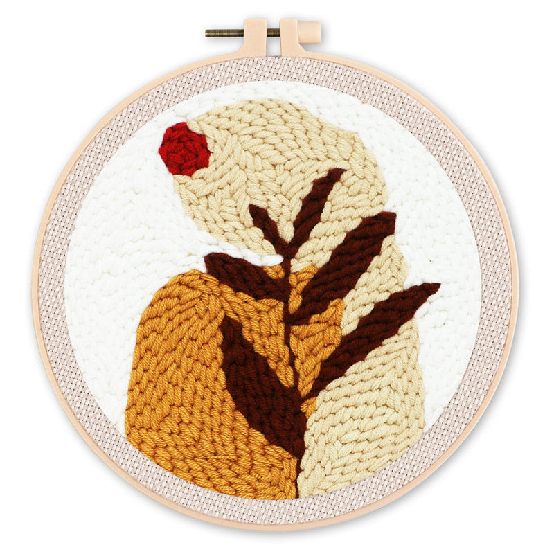 Punch Needle Feuille et Soleil Rouge