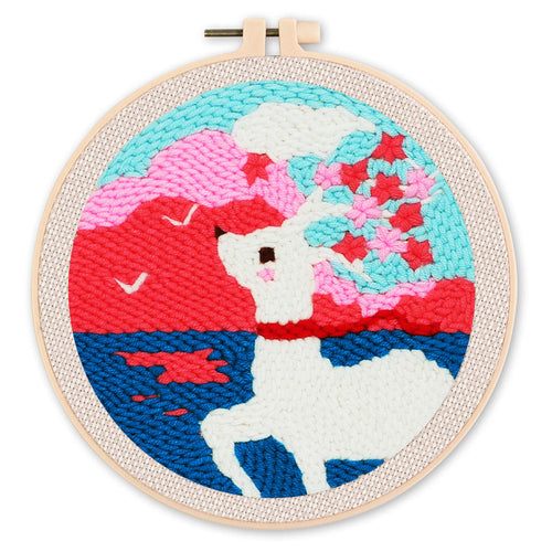 Punch Needle Biche et Fleurs