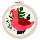 Punch Needle Flamant rose et Feuillage