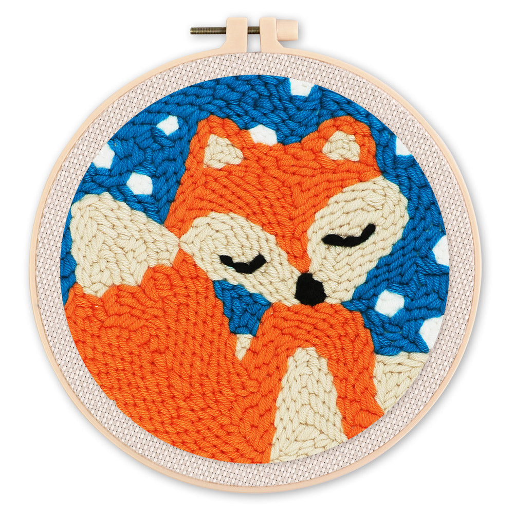 Punch Needle Petit Renard Et Ciel Bleu