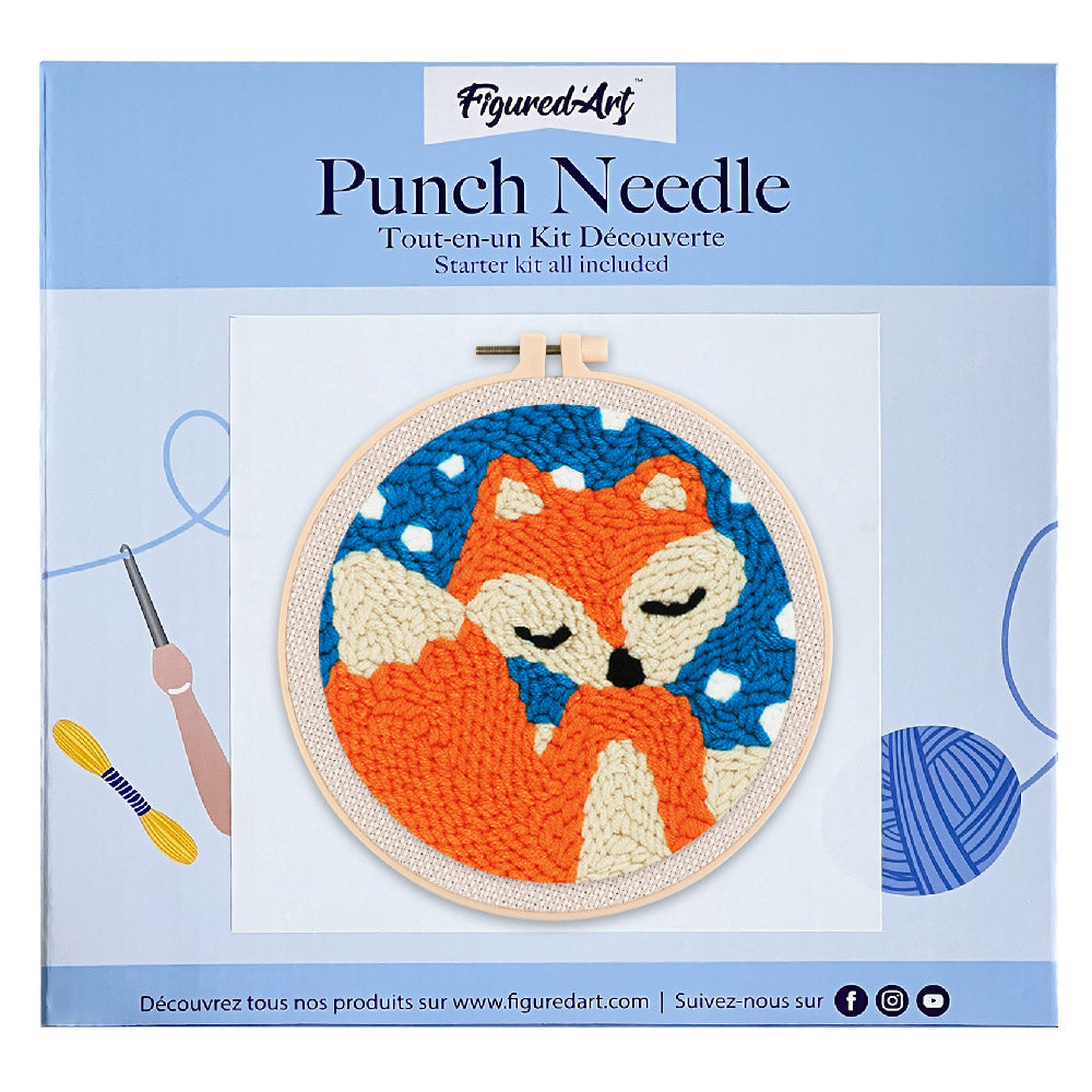 Punch Needle Petit Renard Et Ciel Bleu