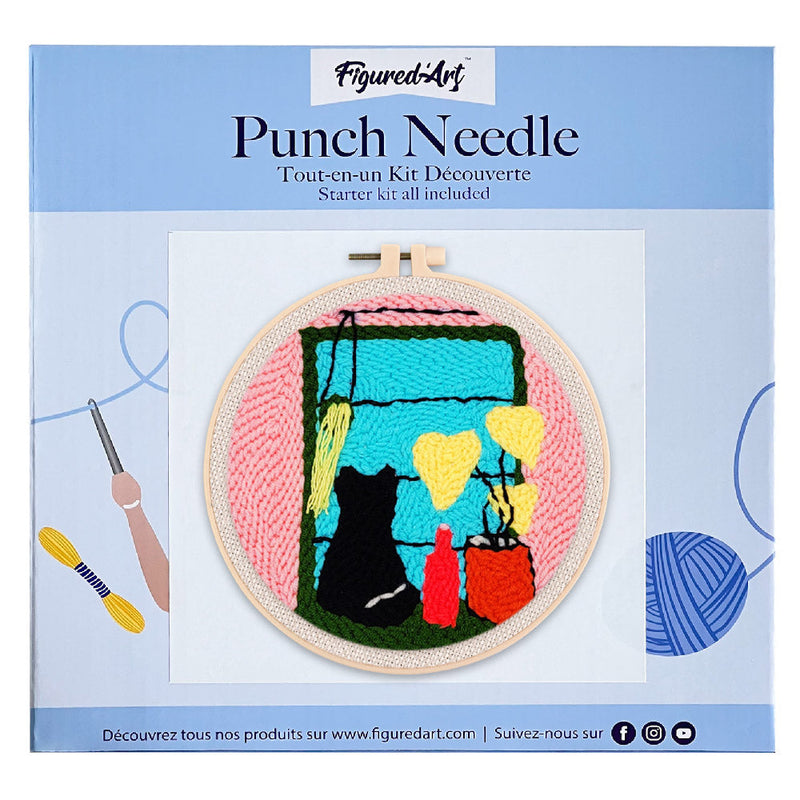 Punch Needle Chat À La Fenêtre