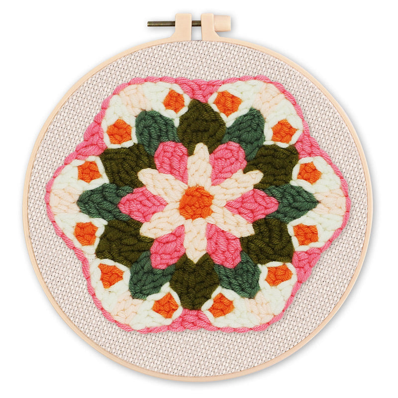 Punch Needle Couronne de Fleurs