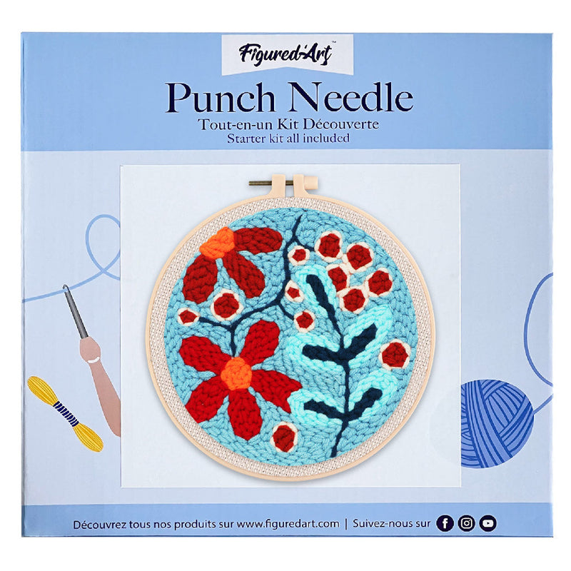 Punch Needle Explosion De Fleurs Rouges