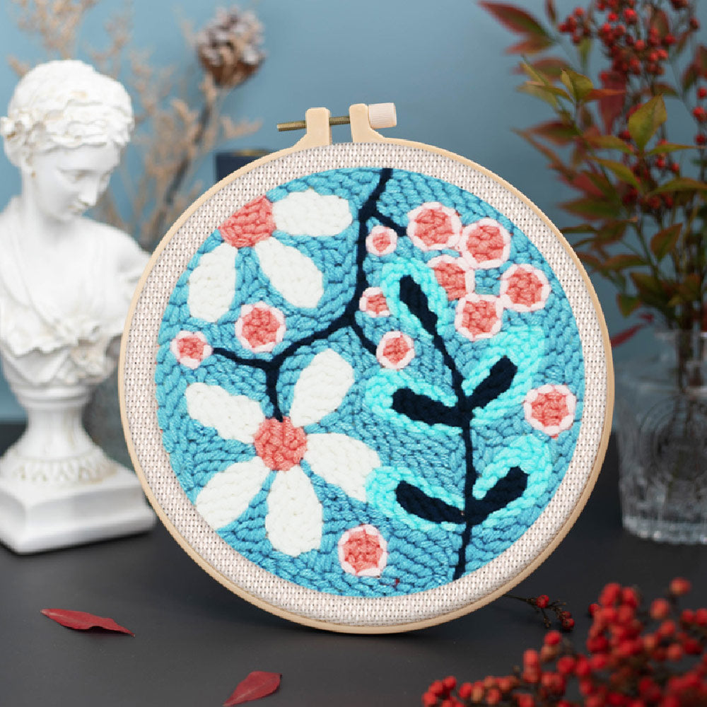 Punch Needle Explosion De Fleurs Blanches