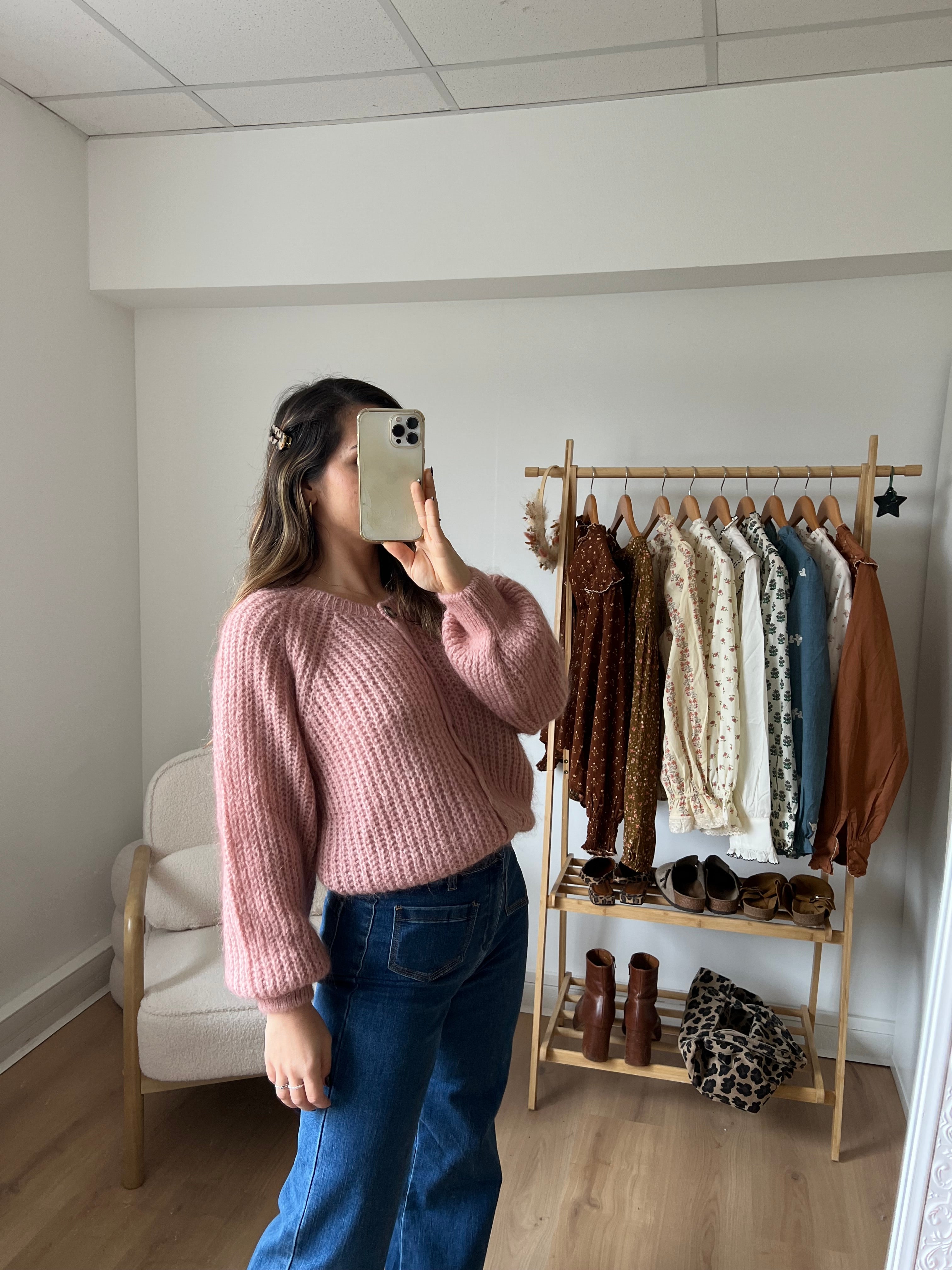 Honorine Heather Pink Cardigan