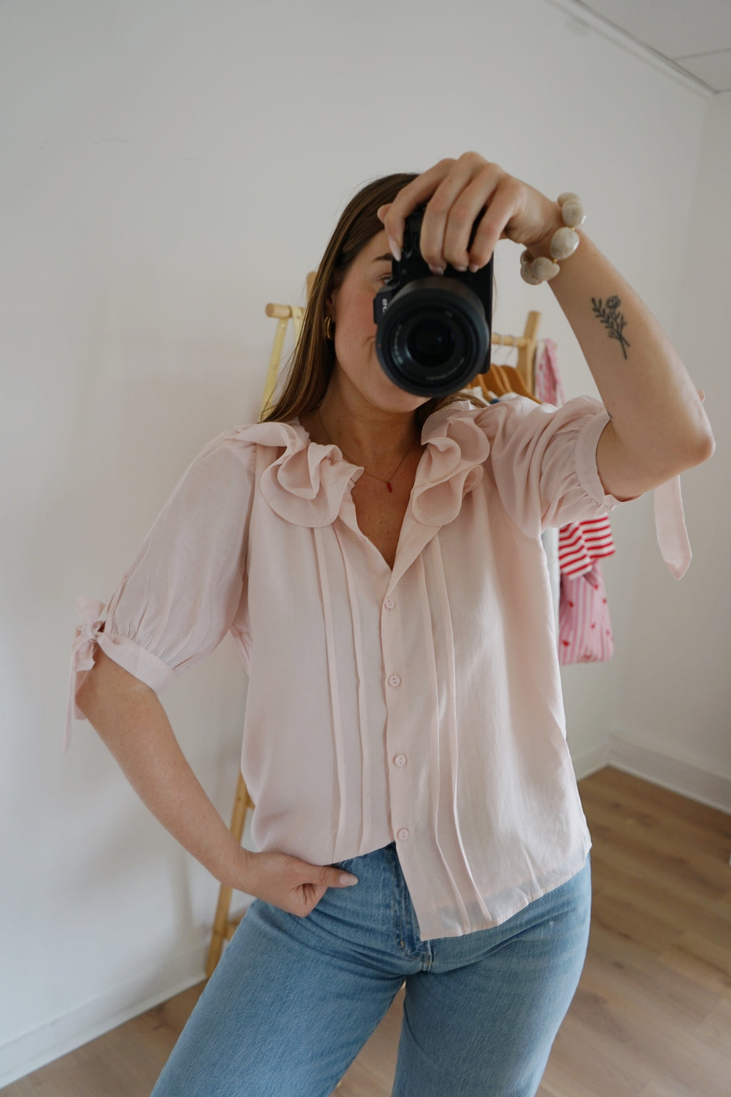 Mini Blouse Brune Doux Rose
