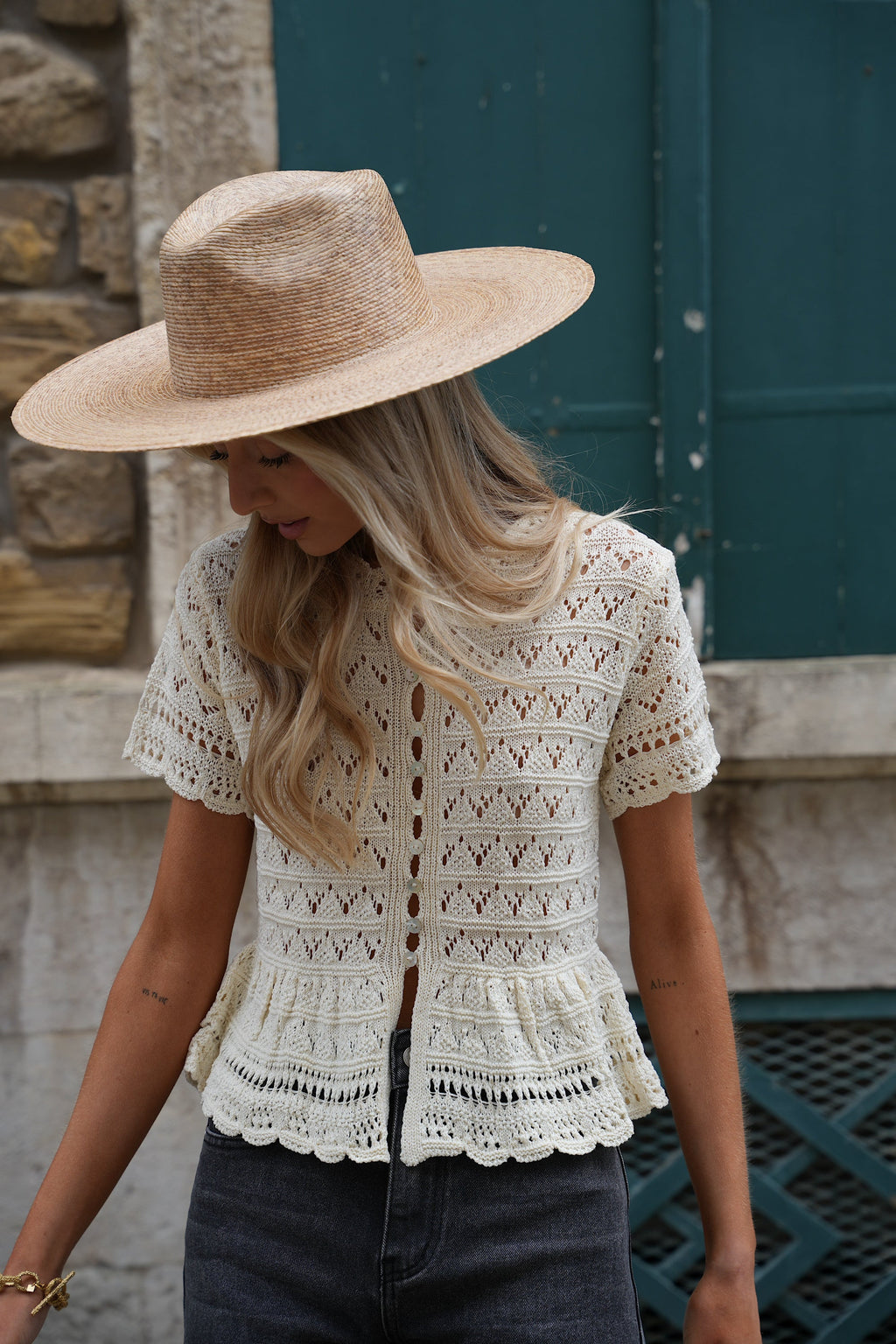 Blouse En Crochet Nora - Beige