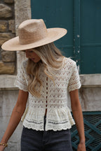 Blouse En Crochet Nora - Beige