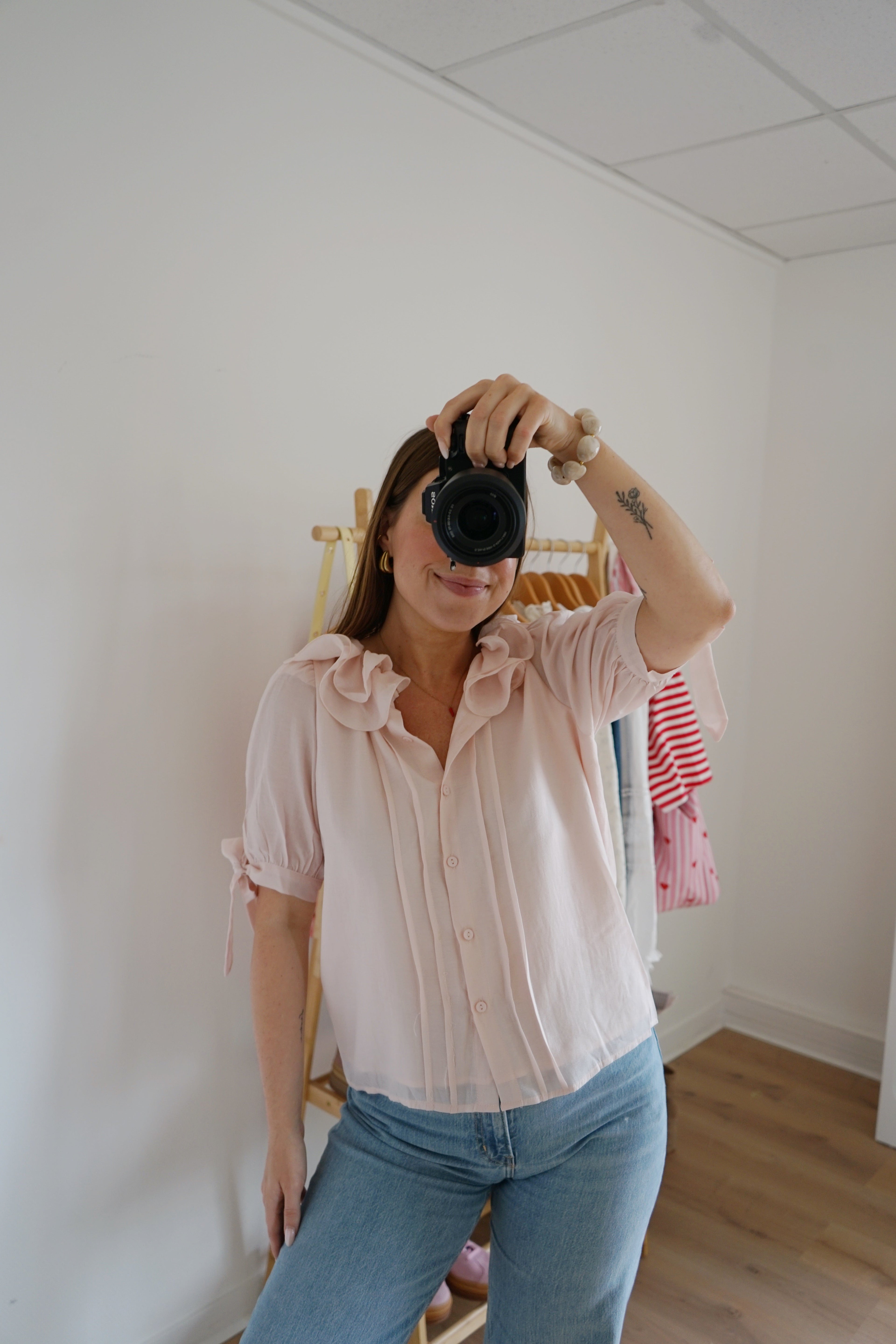 Mini Blouse Brune Doux Rose