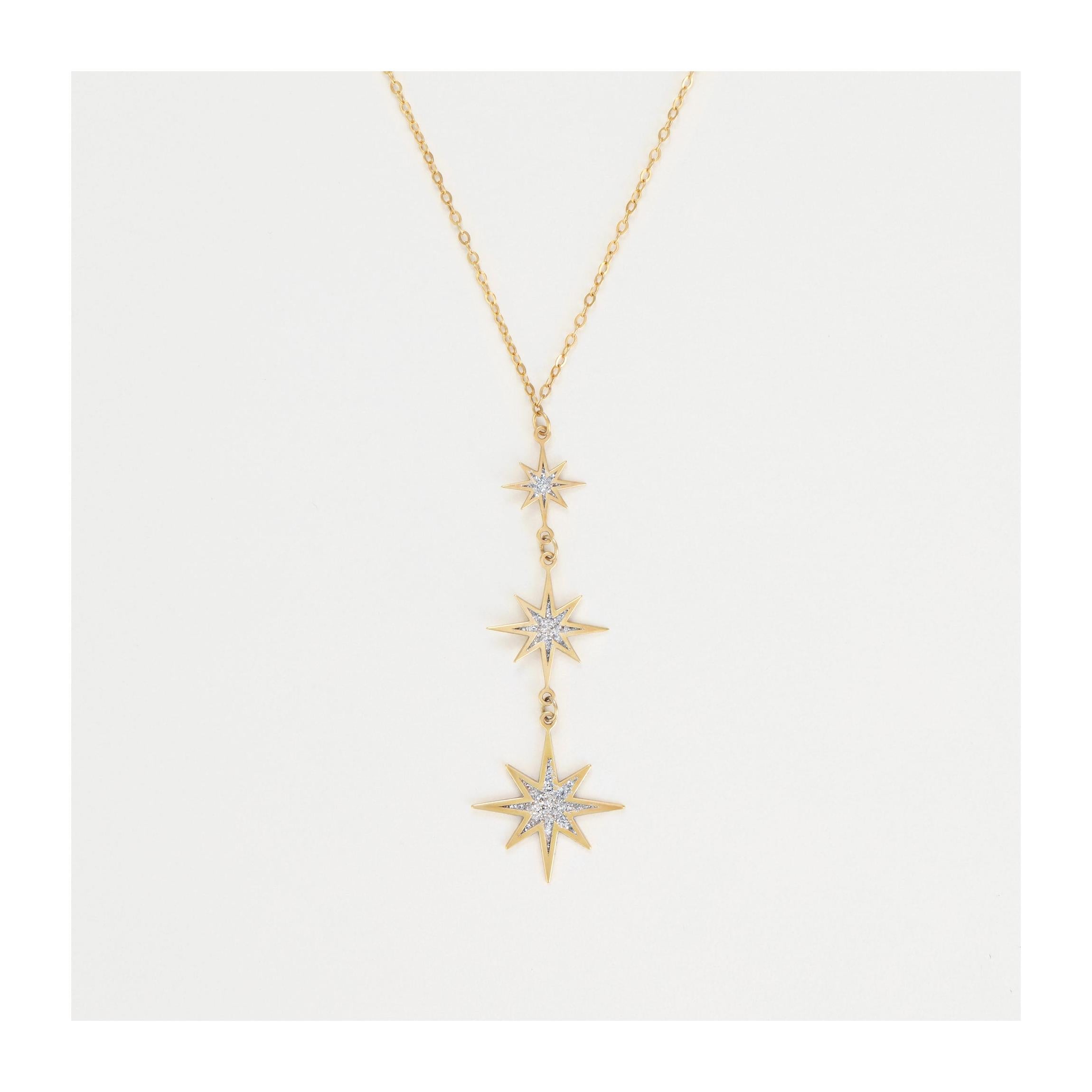 “My Star” Necklace 375/1000 Yellow Gold And Zirconium