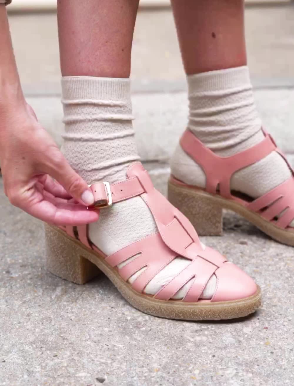 Sandalias de tacón Céleste - Rosa - Mujer