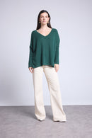 Pull Col V Poncho Celeste - Vert Bouteille - Femme