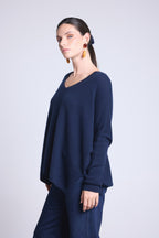 CELESTE V-Neck Poncho Jumper - Navy Blue - Women