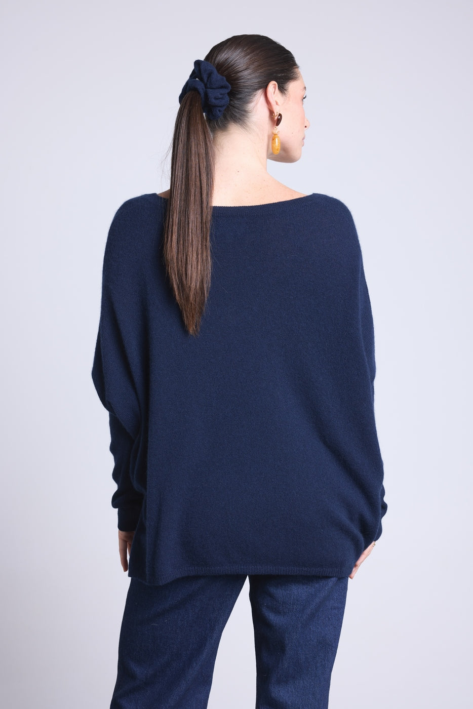 CELESTE V-Neck Poncho Jumper - Navy Blue - Women