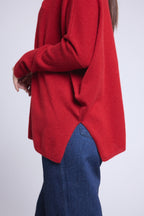 Celeste V-Neck Poncho Jumper - Burgundy - Women