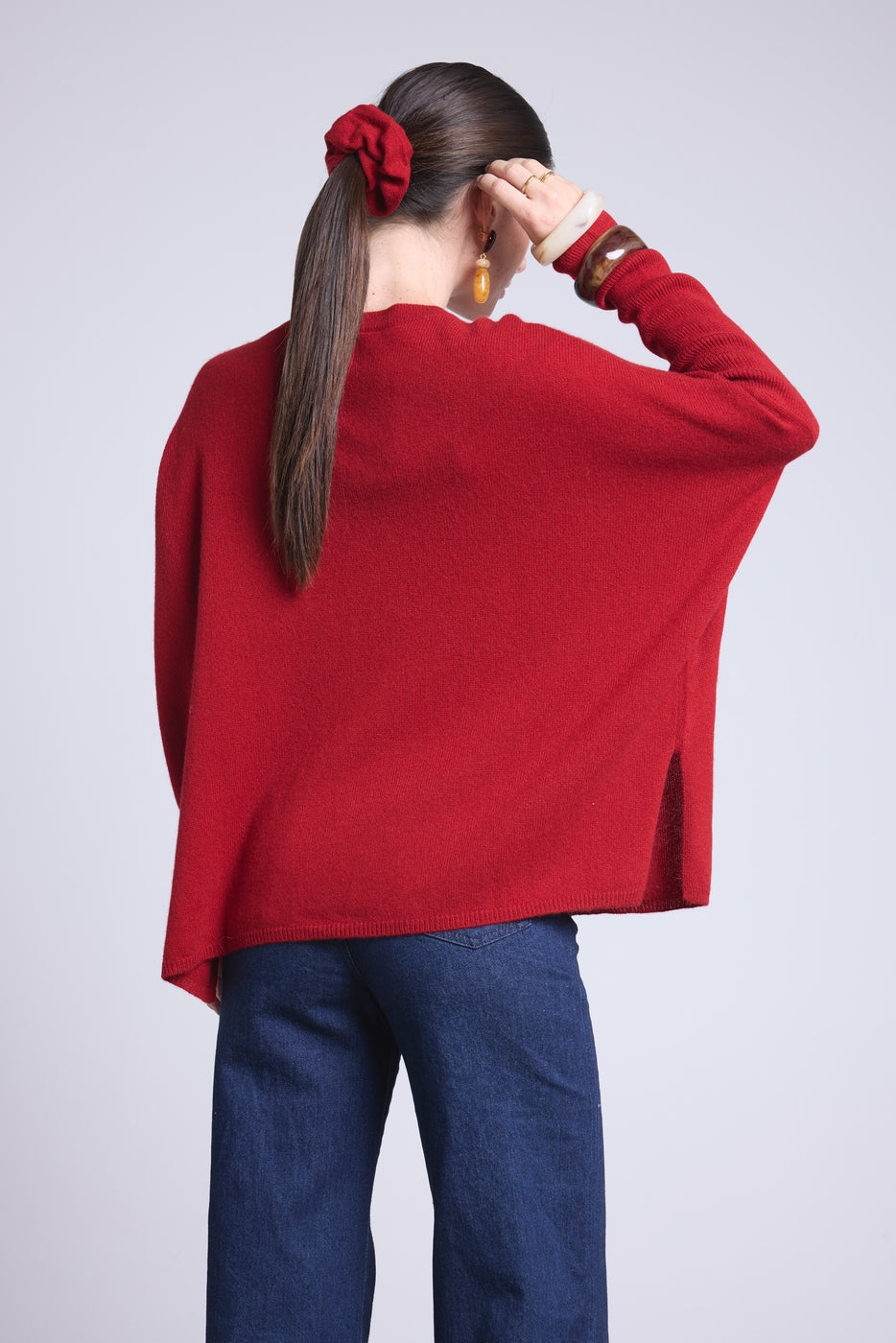 Celeste V-Neck Poncho Jumper - Burgundy - Women