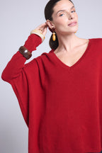 Celeste V-Neck Poncho Jumper - Burgundy - Women