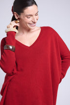 Celeste V-Neck Poncho Jumper - Burgundy - Women