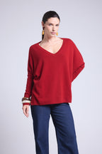 Celeste V-Neck Poncho Jumper - Burgundy - Women